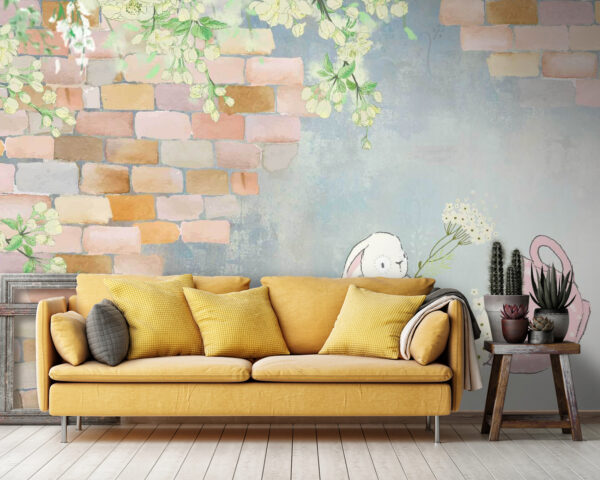 Cartoon rabbit and a house with flowers u38904pig36 600x480 - Cartoon rabbit and a house with flowers - tegory