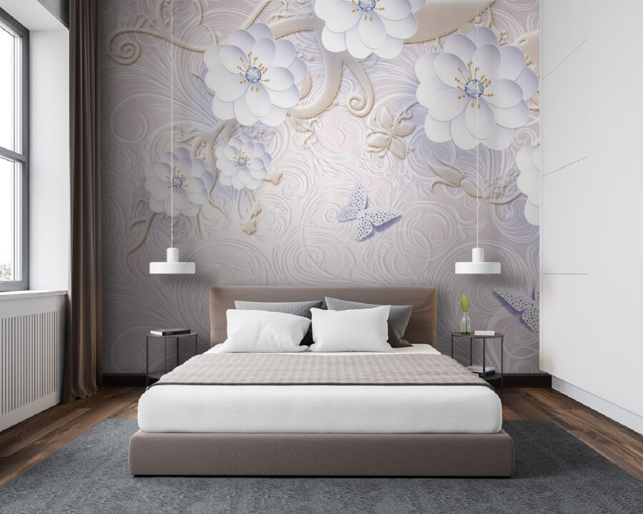 u38554pib94 900x720 - Wallpaper with white flowers and butterflies - tegory