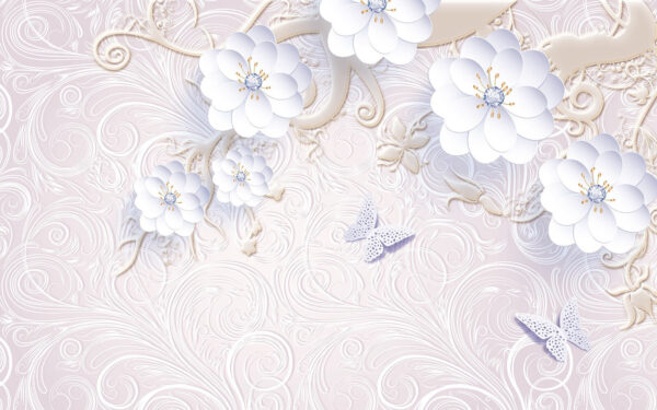 Wallpaper with white flowers and butterflies u38554p 600x375 - Wallpaper with white flowers and butterflies - tegory