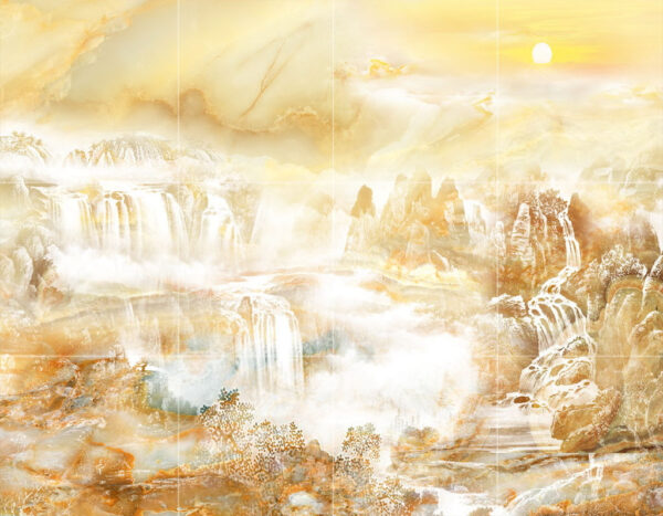 Painting of a waterfall and mountains u38423p 600x467 - Painting of a waterfall and mountains - tegory