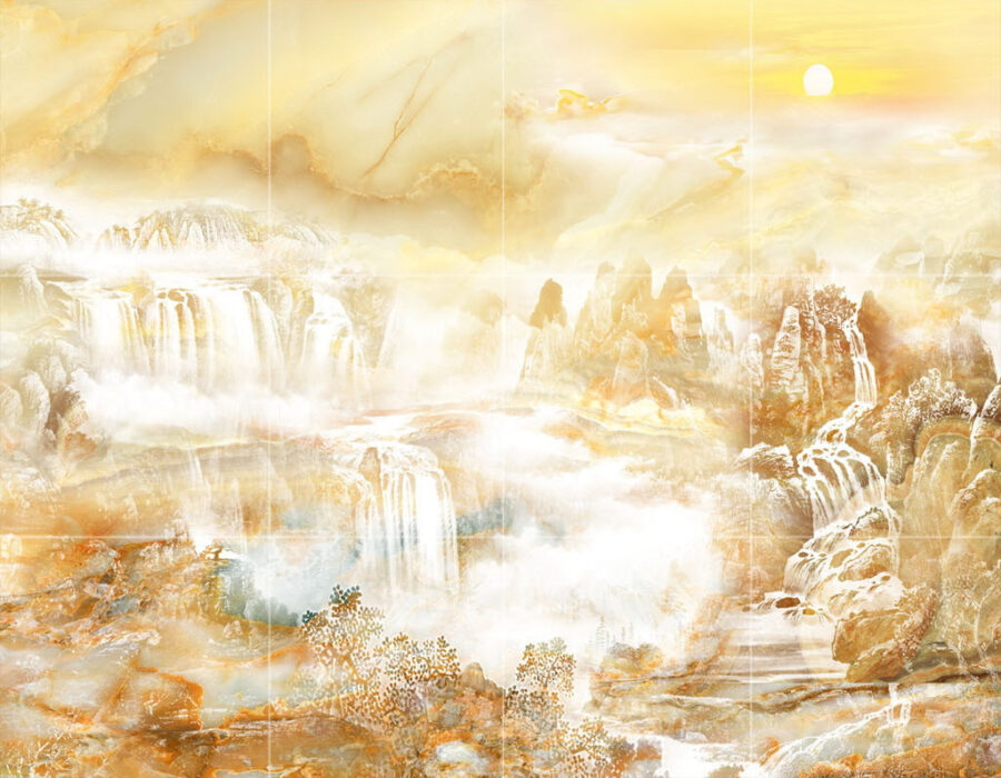 Painting of a waterfall and mountains u38423p 900x700 - Painting of a waterfall and mountains - tegory