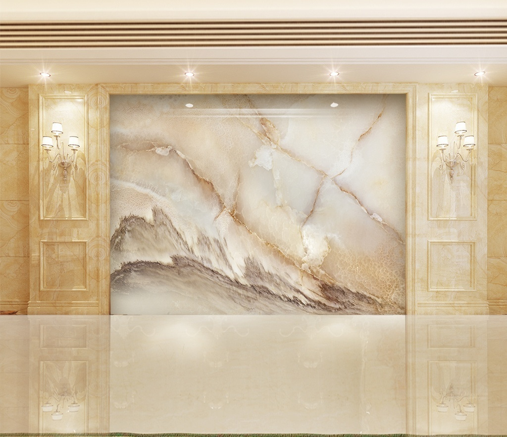 Natural stone with soft, flowing patterns.