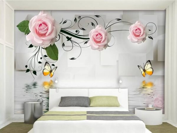 Butterfly and roses over water Butterfly and roses over water