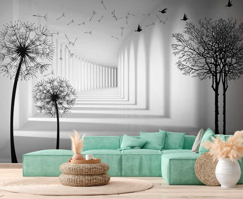 White room with trees and birds flying u37803pig4 1024x840 - White room with trees and birds flying