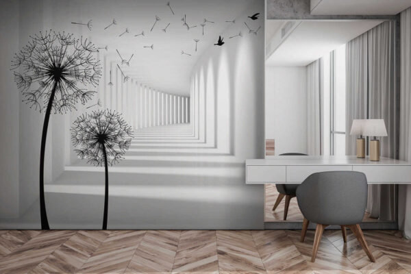 White room with trees and birds flying u37803pib2 600x400 - White room with trees and birds flying