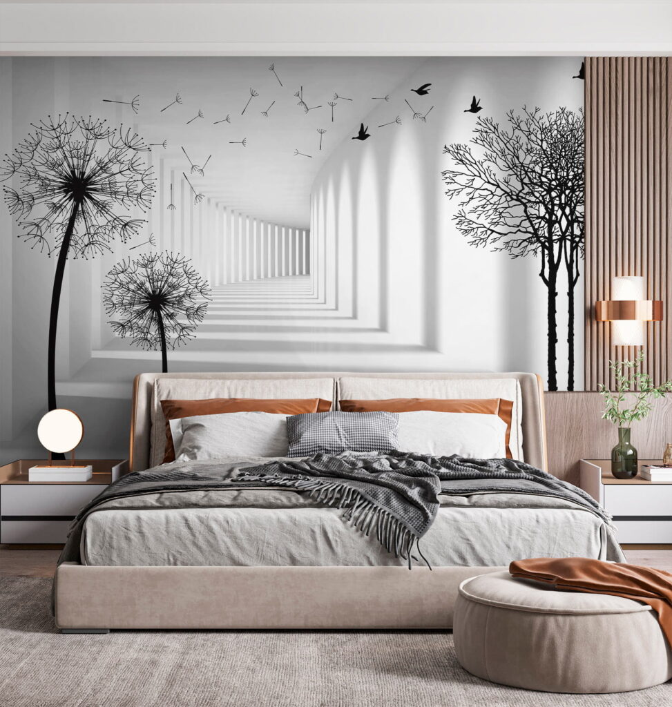 White room with trees and birds flying u37803pib1m 973x1024 - White room with trees and birds flying
