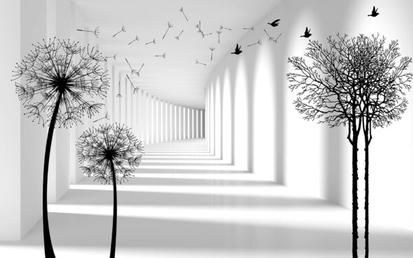 White room with trees and birds flying u37803p 600x375 - White room with trees and birds flying