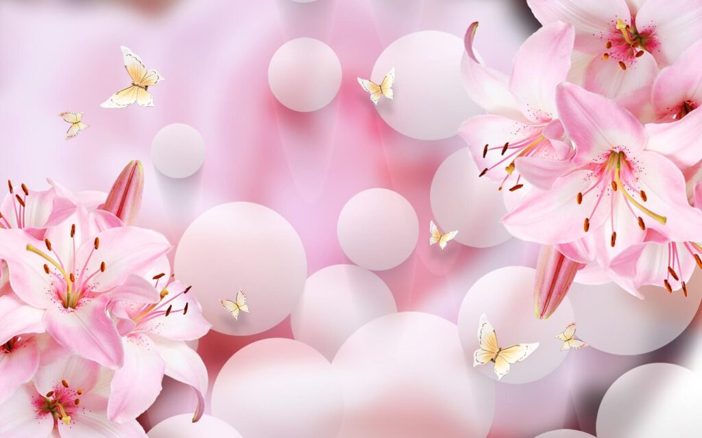 Pink flowers and butterflies u37477p 1024x640 - Pink flowers and butterflies - tegory