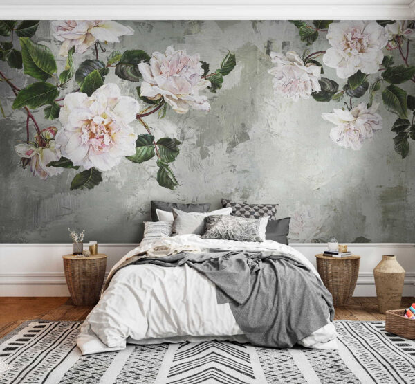 Painting of flowers on a wall