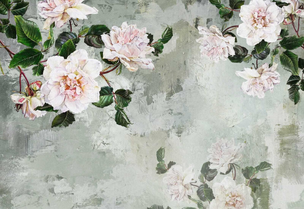 Painting of flowers on a wall Painting of flowers on a wall