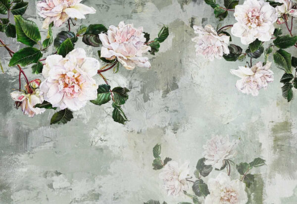 Painting of flowers on a wall Painting of flowers on a wall