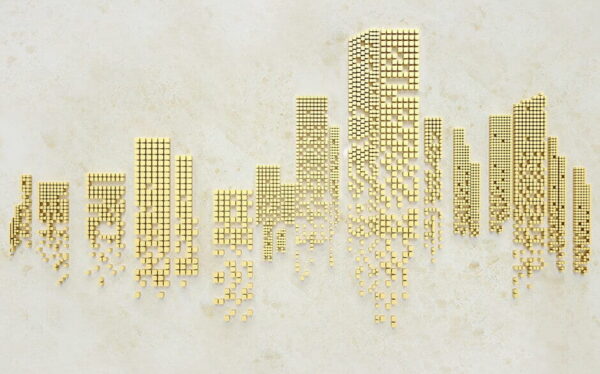 City skyline made out of small squares u36916p 600x374 - City skyline made out of small squares - tegory