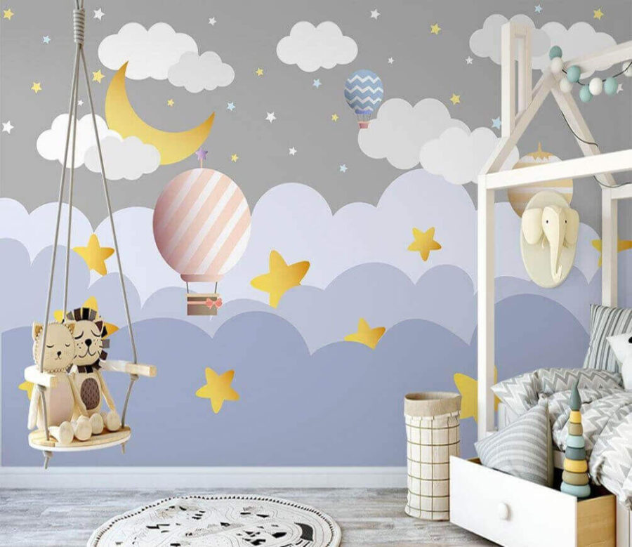 Wall murals Group of hot air balloons in the sky