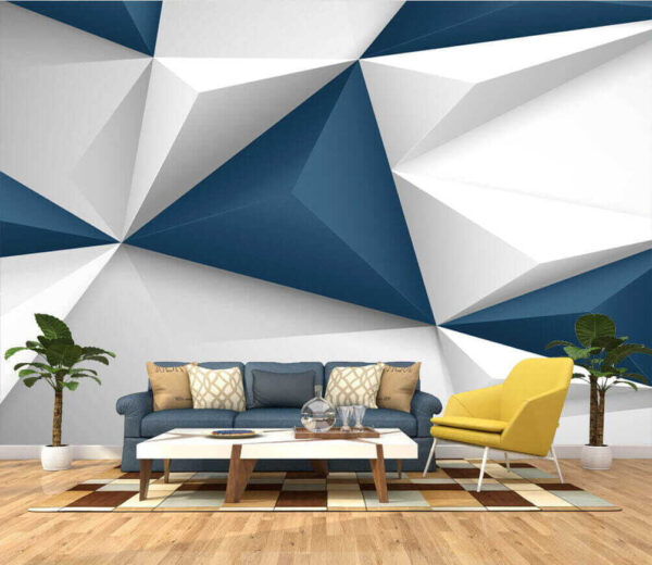 Blue and white triangle shapes