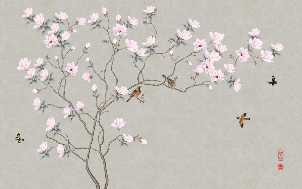 Tree with flowers and birds Tree with flowers and birds