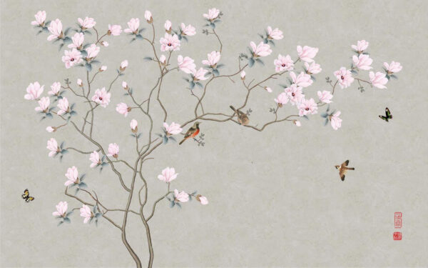 Tree with flowers and birds Tree with flowers and birds