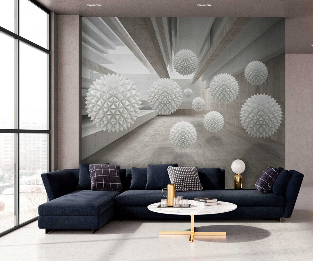 White balls in a room