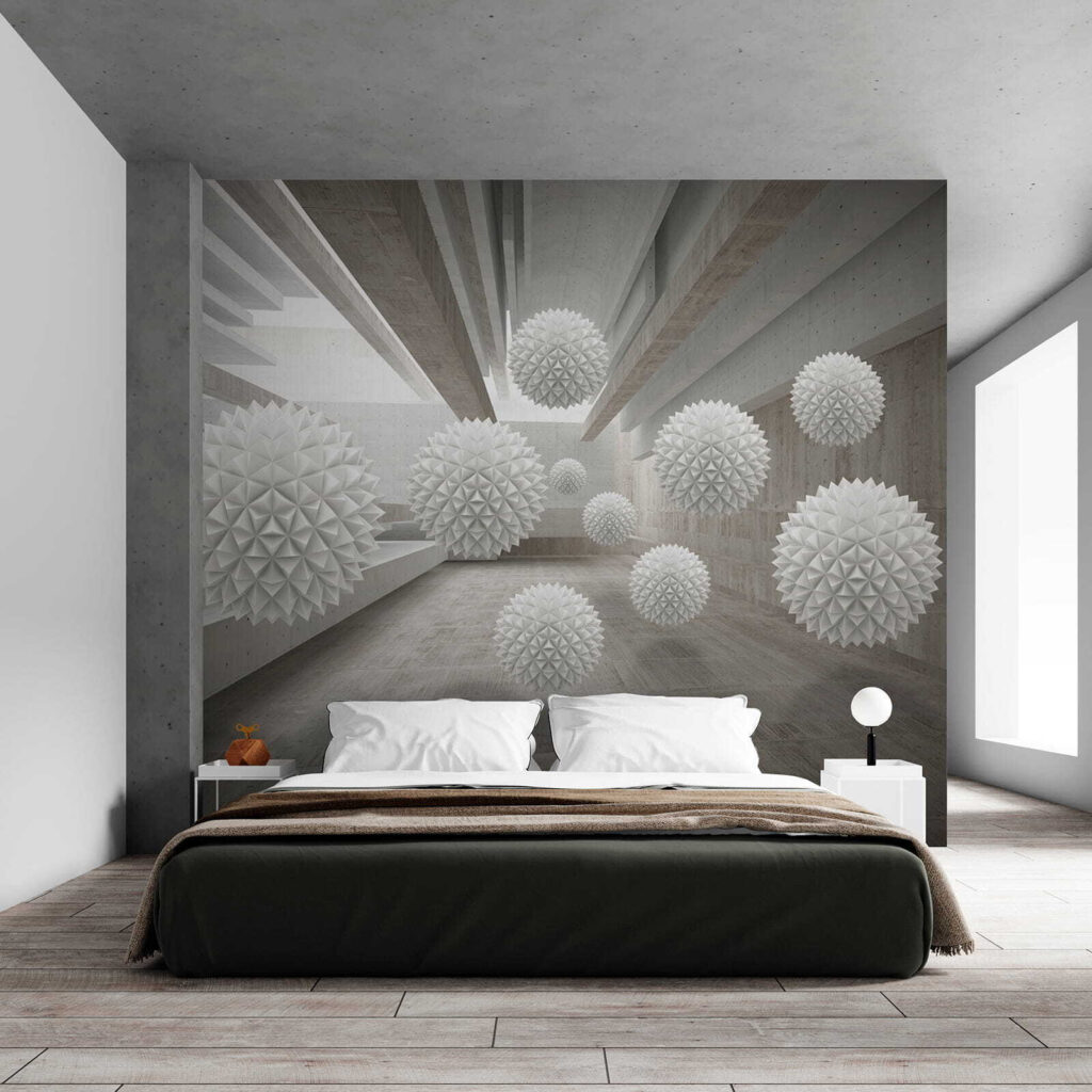 White balls in a room