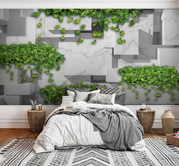 Wall with green leaves Wall with green leaves