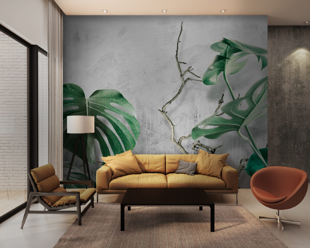 Lush leaves against a textured backdrop