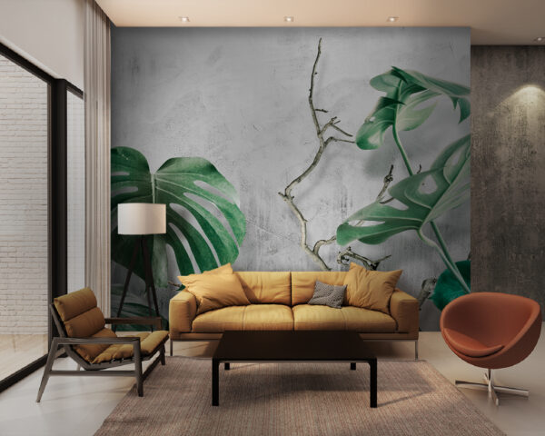 Lush leaves against a textured backdrop. Lush leaves against a textured backdrop.
