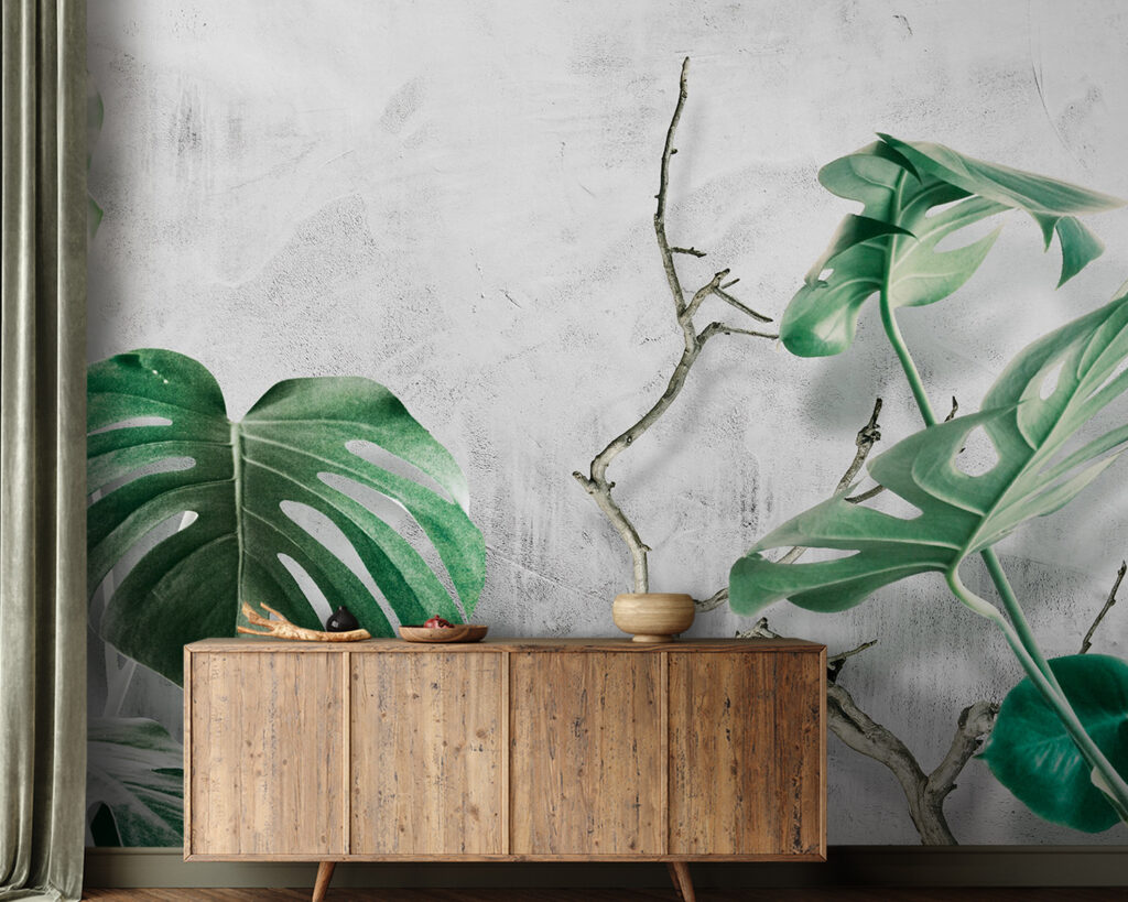 Lush leaves against a textured backdrop