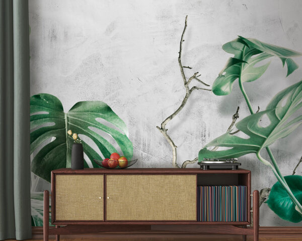 Lush leaves against a textured backdrop. Lush leaves against a textured backdrop.