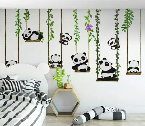 Group of pandas on swings u32772pir1m 600x523 - Group of pandas on swings