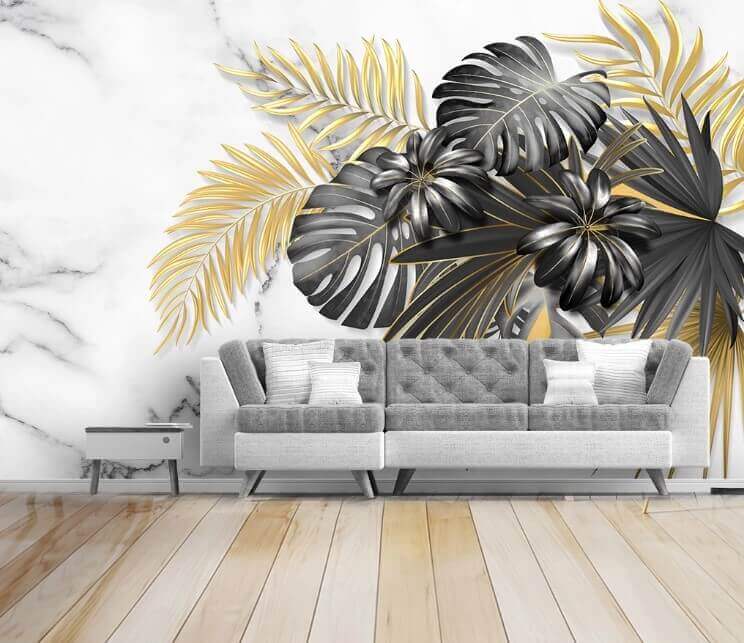Elegant foliage on a marble backdrop u32610pig1m - Elegant foliage on a marble backdrop - tegory