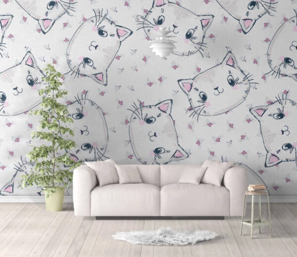 Pattern of cats on a white background u32585pig1m 600x519 - Pattern of cats on a white background - tegory