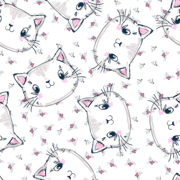 Pattern of cats on a white background u32585p 600x600 - Pattern of cats on a white background - tegory