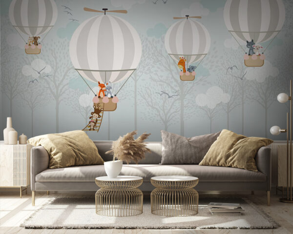 Group of hot air balloons with animals on them Group of hot air balloons with animals on them