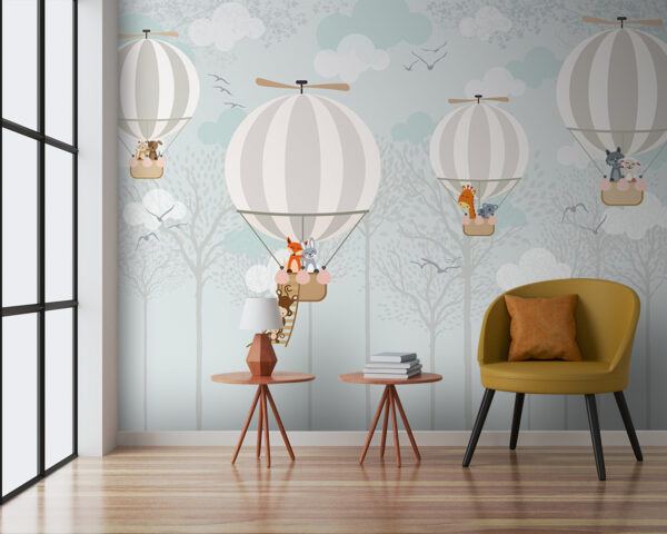 Group of hot air balloons with animals on them Group of hot air balloons with animals on them
