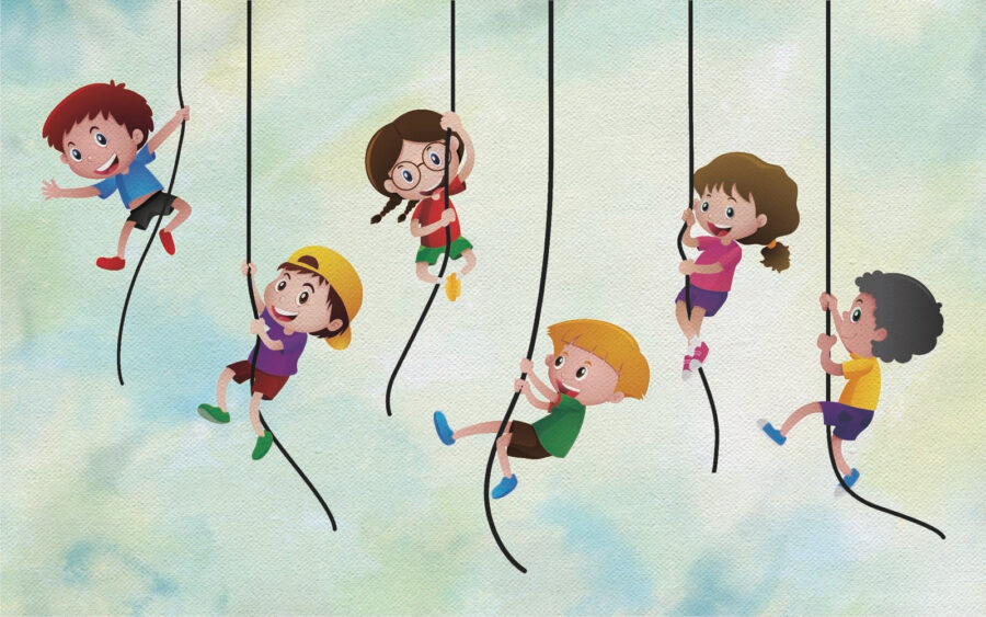 Wall murals Group of kids climbing on ropes - Image 2