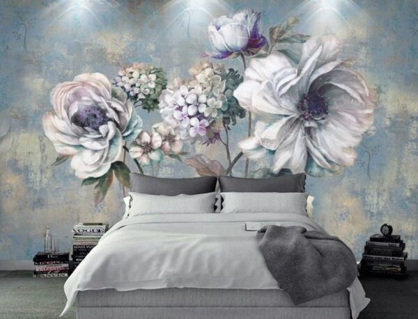 Painting of flowers on a blue background u30652pib1m 600x459 - Painting of flowers on a blue background - tegory