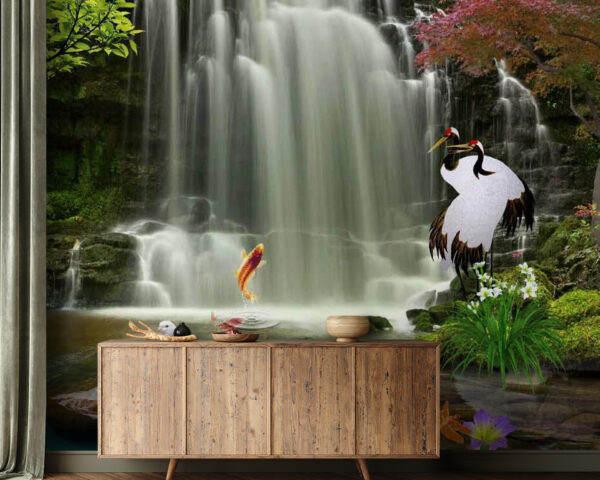 Waterfall with birds and fish u30626pig21 600x480 - Waterfall with birds and fish - tegory