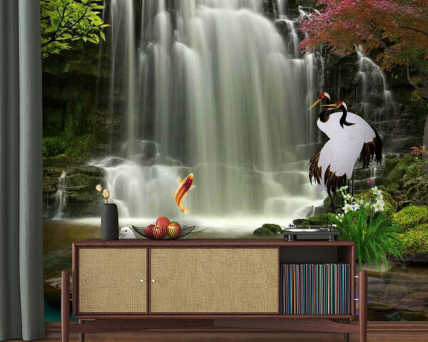 Waterfall with birds and fish u30626pig20 600x480 - Waterfall with birds and fish - tegory