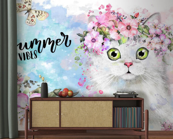 Cat with flowers on its head u30547pig20m 600x480 - Cat with flowers on its head - tegory