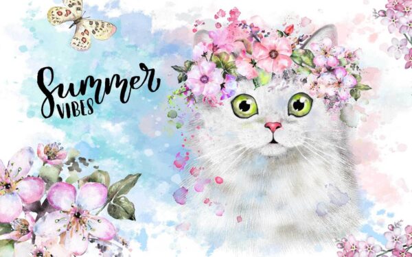 Cat with flowers on its head u30547p 600x375 - Cat with flowers on its head - tegory