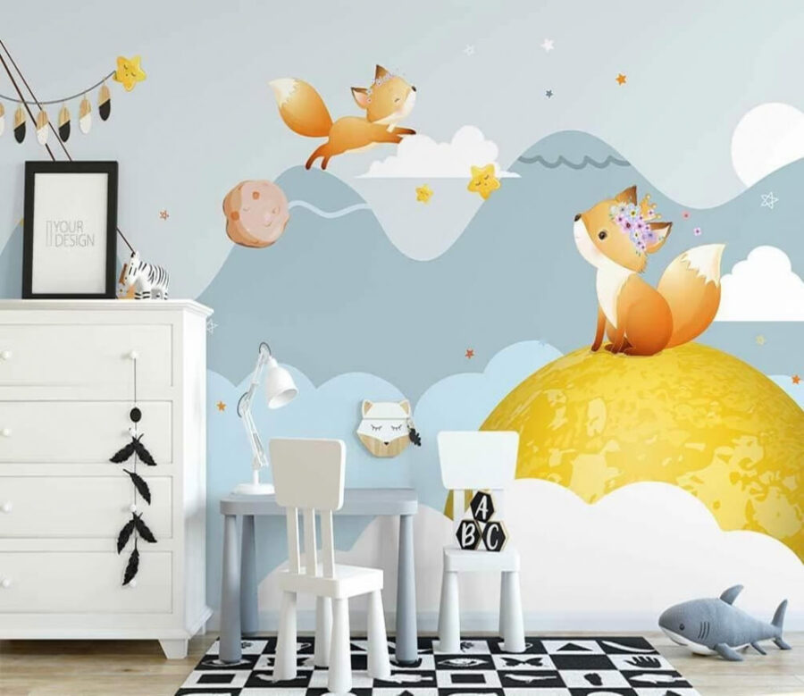Cartoon of foxes on a moon u30386pir1m 900x779 - Cartoon of foxes on a moon - tegory