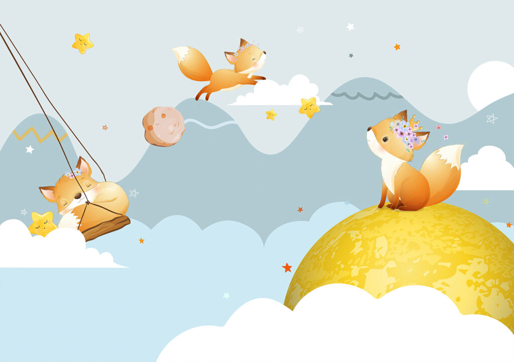 Cartoon of foxes on a moon u30386p 1024x723 - Cartoon of foxes on a moon - tegory