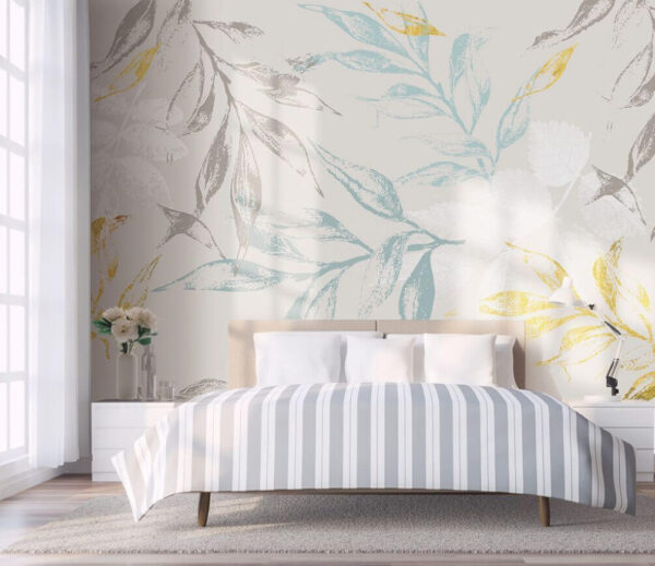 Wall murals Delicate leaves in soft hues Wall murals Delicate leaves in soft hues