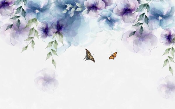 Butterfly and flowers with leaves u30153p 600x375 - Butterfly and flowers with leaves - tegory