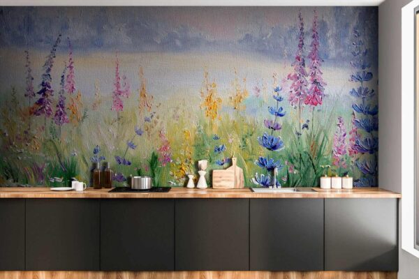 Painting of flowers in a field Painting of flowers in a field