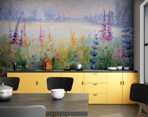 Painting of flowers in a field Painting of flowers in a field