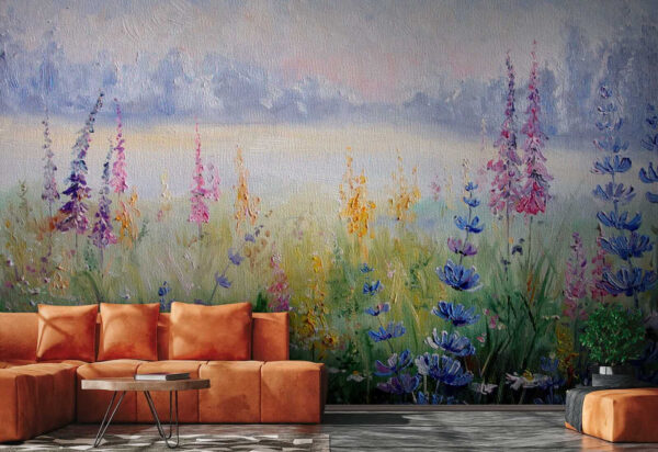 Painting of flowers in a field Painting of flowers in a field