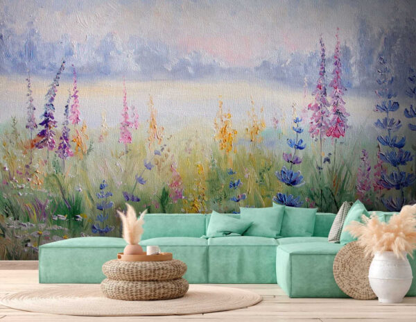 Painting of flowers in a field Painting of flowers in a field