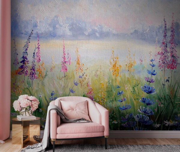 Painting of flowers in a field Painting of flowers in a field