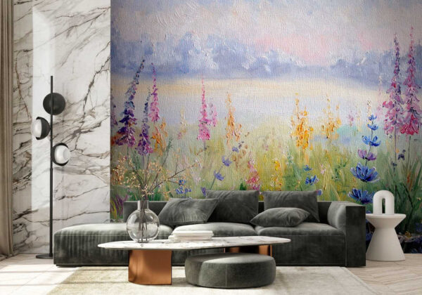 Painting of flowers in a field Painting of flowers in a field