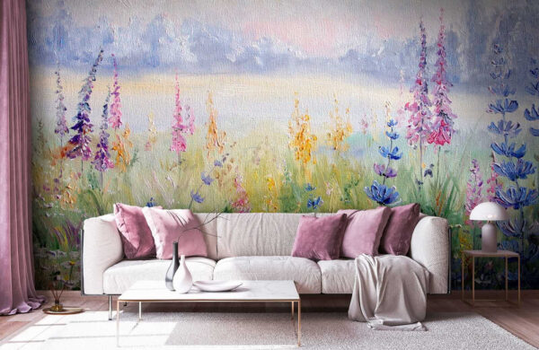 Painting of flowers in a field Painting of flowers in a field